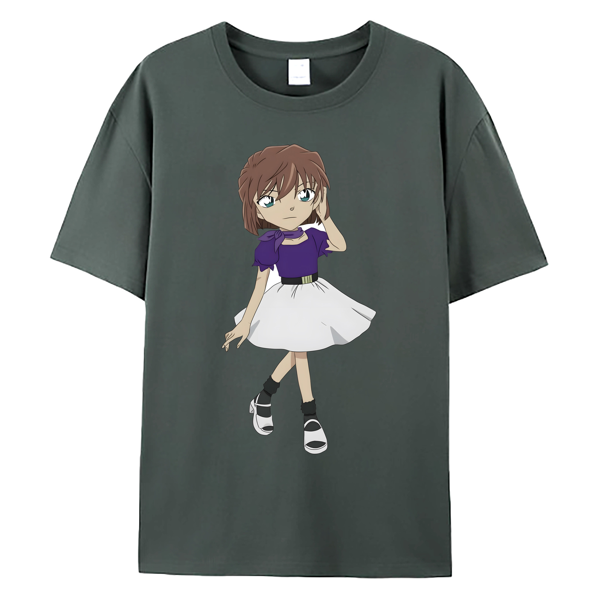 （画像用） 名探偵コナン 灰原 哀 はいばら あい Detective Conan Anita Hailey、Vi Graythorn Haibara Ai 綿100％ メンズ半袖Tシャツ｜肌触りやわらか＆通気性